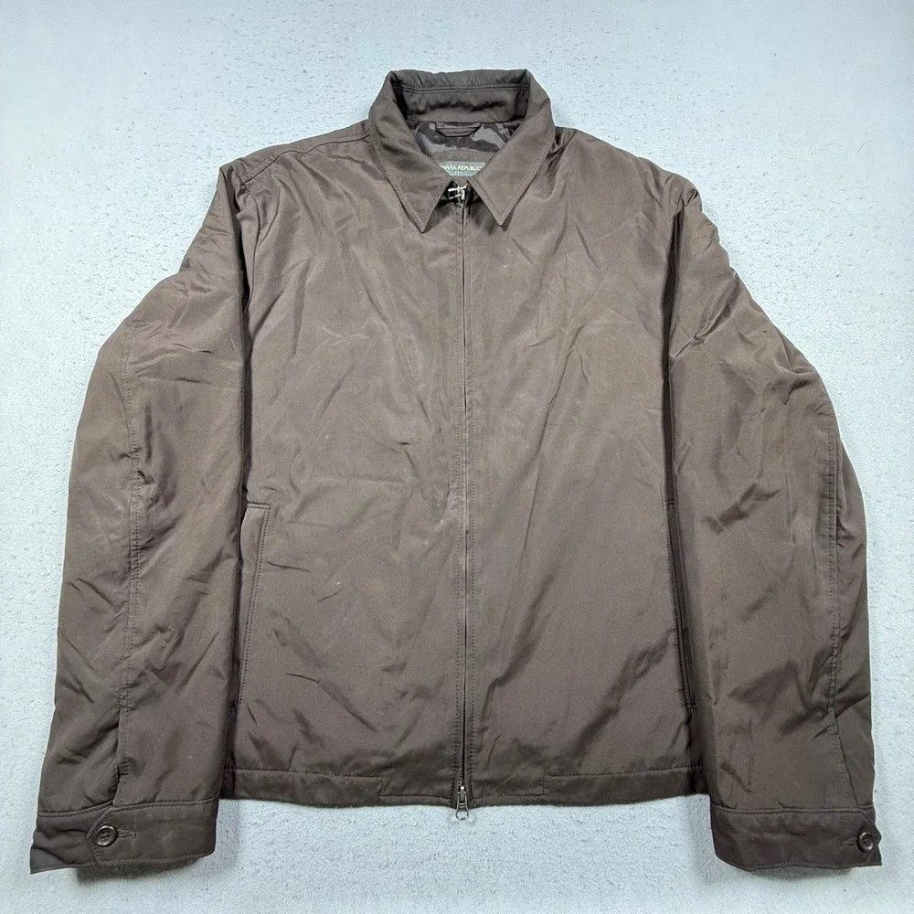 Banana Republic Mens XL Brown Full Zip Lightweight Harrington Jacket Bomber